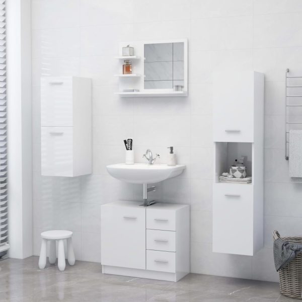 Specchio Da Bagno Bianco Lucido 60x10,5x45 Cm Legno Multistrato - Image 6