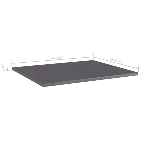 Ripiani Per Libreria 8pz Grigio Lucido 60x50x1,5cm Multistrato - Image 5