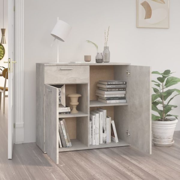 Credenza Grigio Cemento 80x36x75 Cm In Legno Multistrato - Image 3