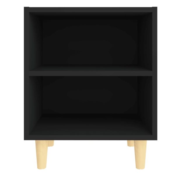 Comodino Con Gambe In Legno Massello Nero 40x30x50 cm - Image 4