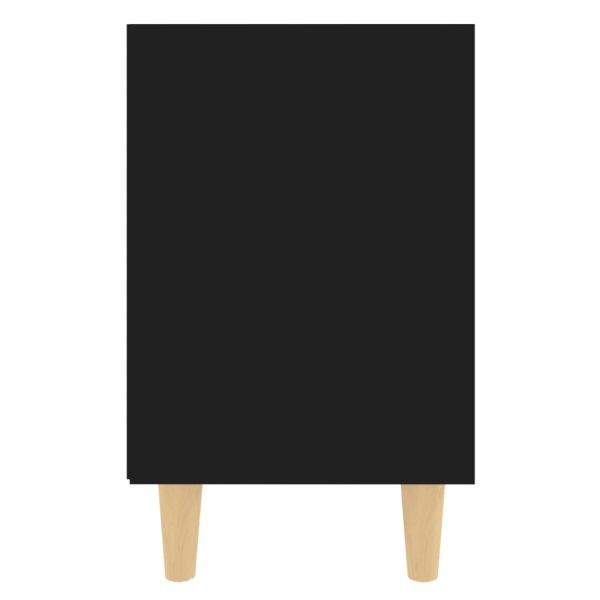 Comodino Con Gambe In Legno Massello Nero 40x30x50 cm - Image 5