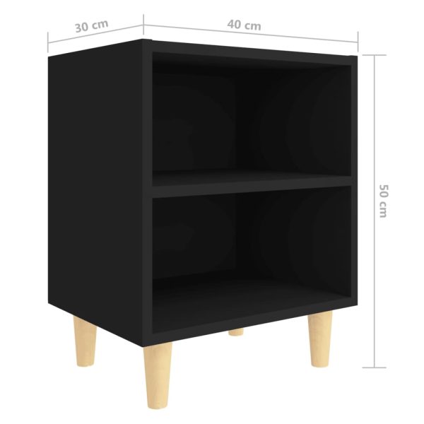Comodino Con Gambe In Legno Massello Nero 40x30x50 cm - Image 6