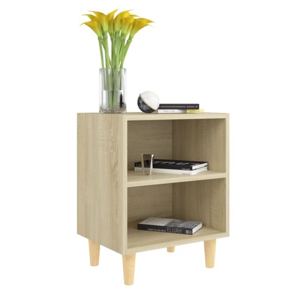 Comodino Con Gambe In Legno Massello Rovere Sonoma 40x30x50cm - Image 3