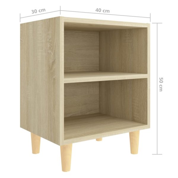 Comodino Con Gambe In Legno Massello Rovere Sonoma 40x30x50cm - Image 6