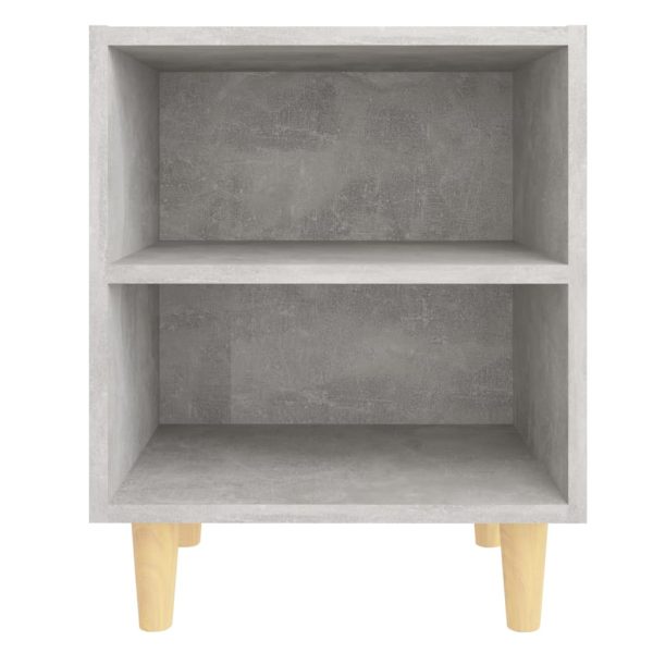 Comodini Gambe In Legno Massello 2pz Grigio Cemento 40x30x50 cm - Image 5