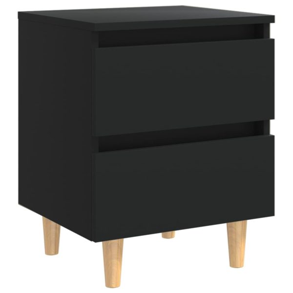 Comodini Con Gambe In Pino Massello 2pz Neri 40x35x50 cm - Image 3