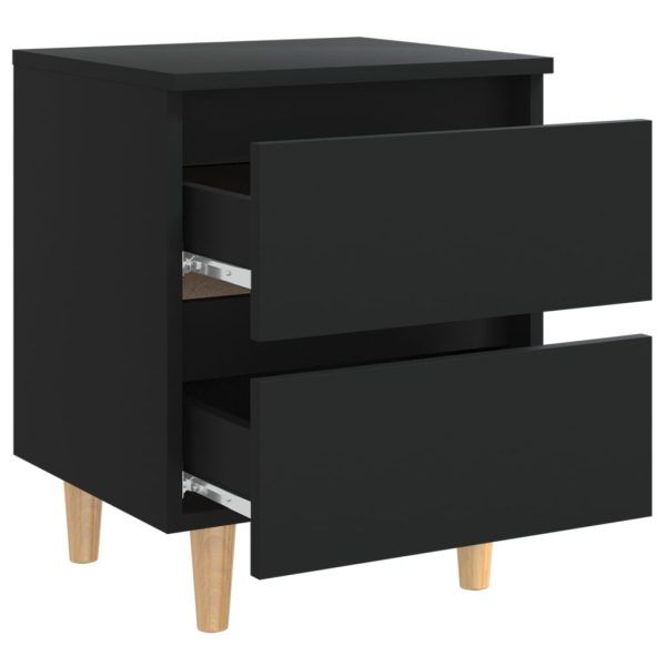 Comodini Con Gambe In Pino Massello 2pz Neri 40x35x50 cm - Image 6