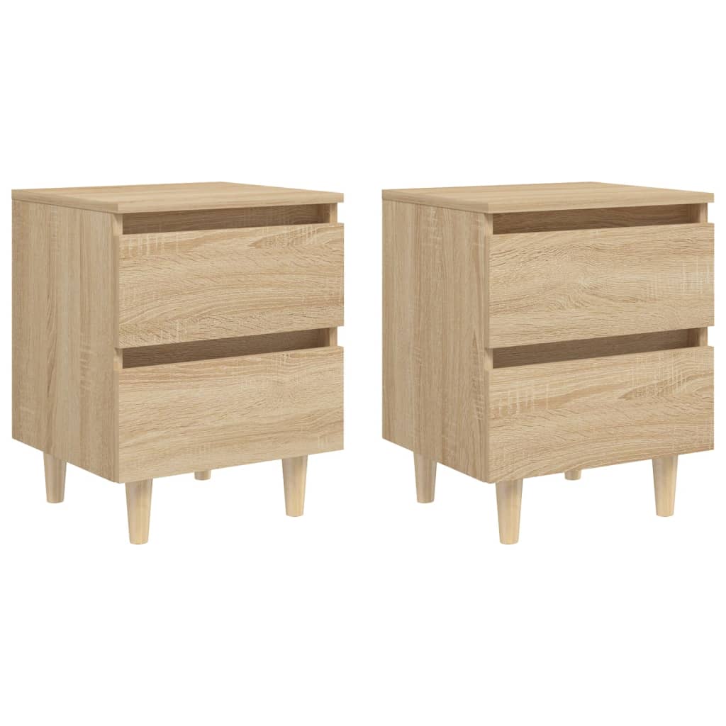 Comodini Con Gambe Pino Massello 2pz Rovere Sonoma 40x35x50 cm