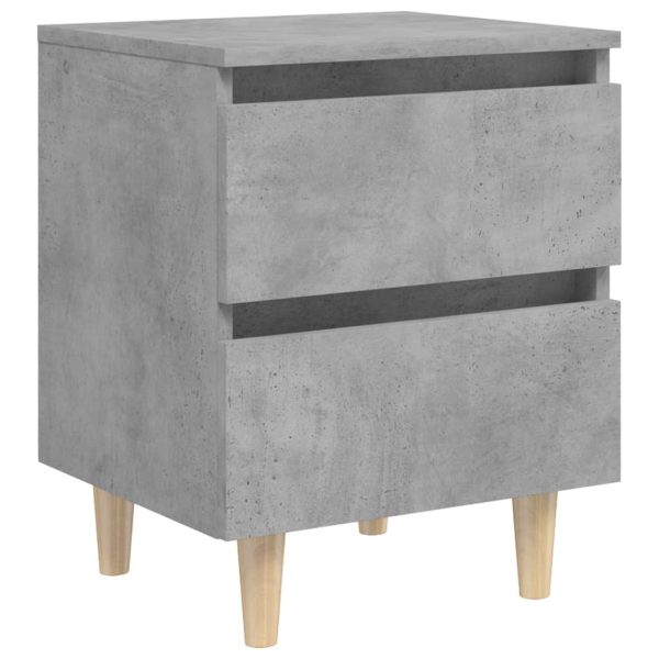 Comodini Con Gambe Pino Massello 2pz Grigio Cemento 40x35x50 cm - Image 3