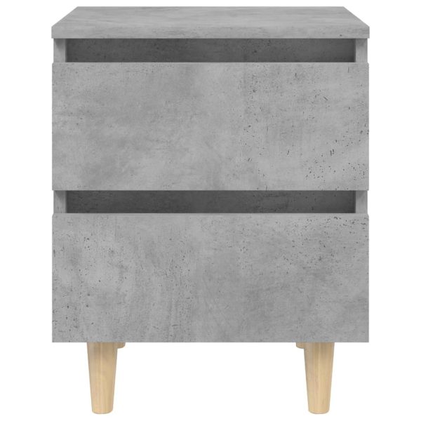 Comodini Con Gambe Pino Massello 2pz Grigio Cemento 40x35x50 cm - Image 4