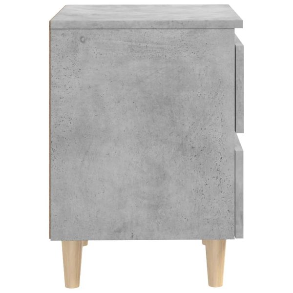 Comodini Con Gambe Pino Massello 2pz Grigio Cemento 40x35x50 cm - Image 5