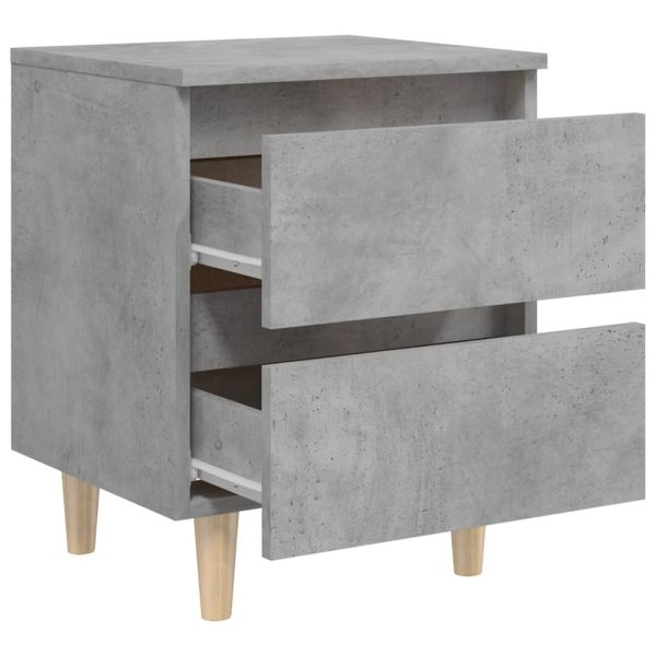 Comodini Con Gambe Pino Massello 2pz Grigio Cemento 40x35x50 cm - Image 6