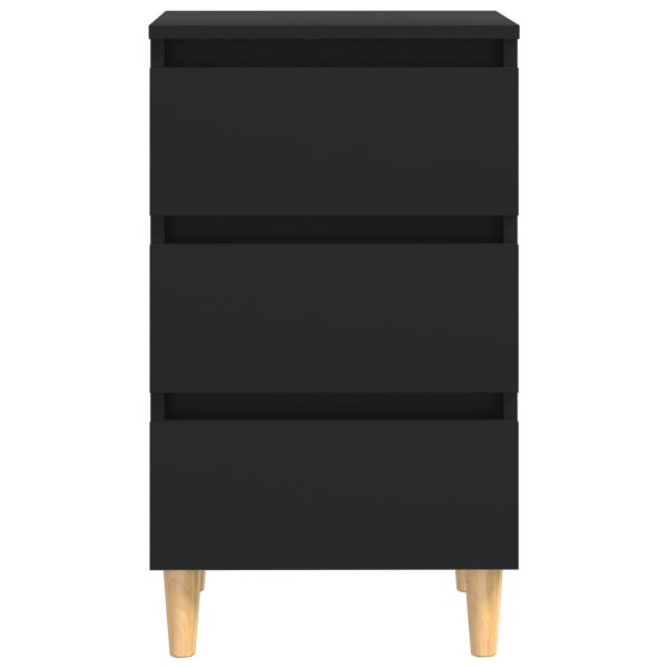 Comodino Con Gambe In Legno Massello Nero 40x35x69 cm - Image 5