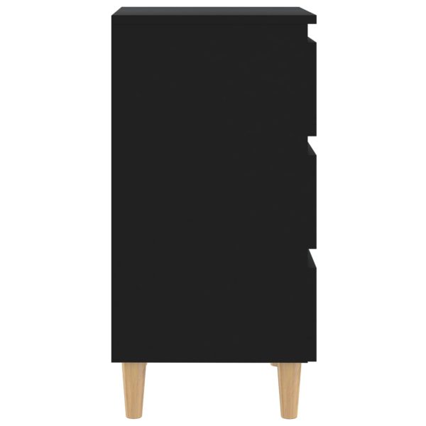 Comodino Con Gambe In Legno Massello Nero 40x35x69 cm - Image 6