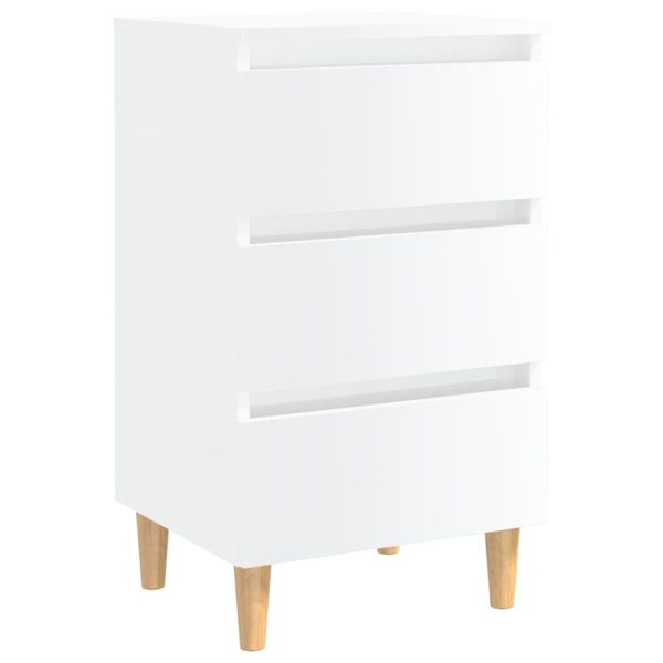 Comodini Con Gambe In Legno 2pz Bianco Lucido 40x35x69 cm - Image 4