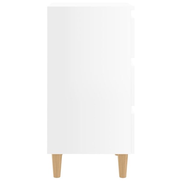 Comodini Con Gambe In Legno 2pz Bianco Lucido 40x35x69 cm - Image 6