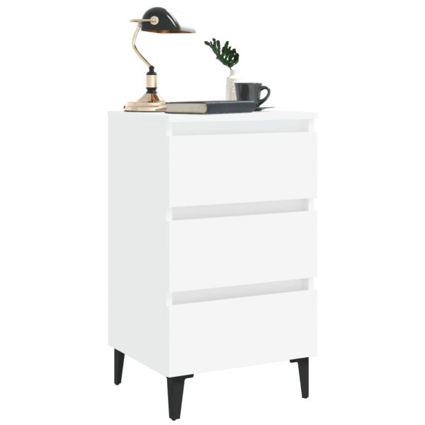 Comodino Con Gambe In Metallo Bianco 40x35x69 cm - Image 3