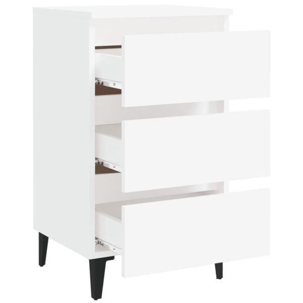 Comodino Con Gambe In Metallo Bianco 40x35x69 cm - Image 6