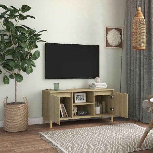 Mobile Tv Con Gambe In Legno Rovere Sonoma 103,5x30x50 cm - Image 3