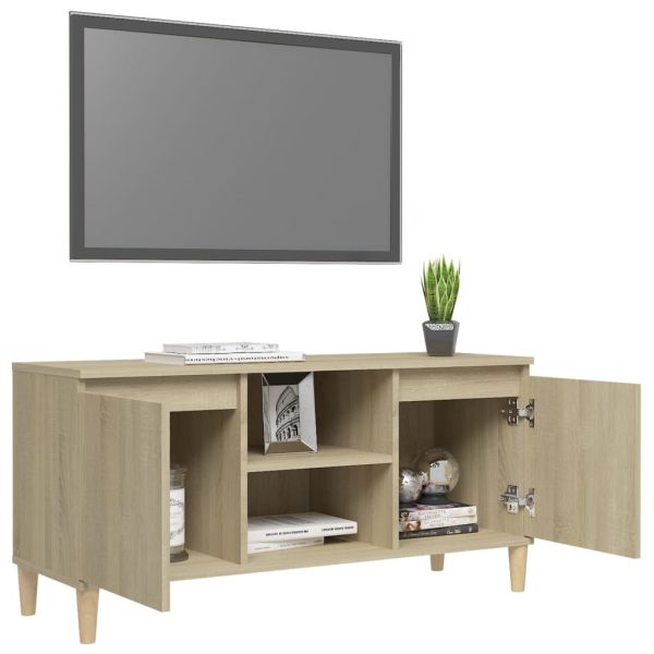 Mobile Tv Con Gambe In Legno Rovere Sonoma 103,5x30x50 cm - Image 4