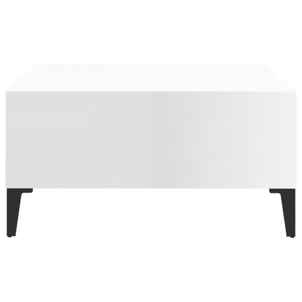Tavolino Da Salotto Bianco Lucido 60x60x30 Cm Legno Multistrato - Image 4