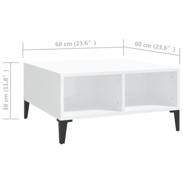 Tavolino Da Salotto Bianco Lucido 60x60x30 Cm Legno Multistrato - Image 6