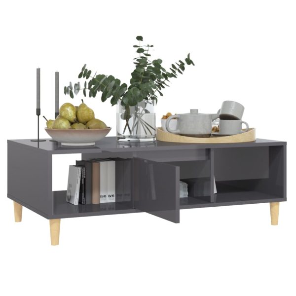 Tavolino Salotto Grigio Lucido 103,5x60x35cm Legno Multistrato - Image 4