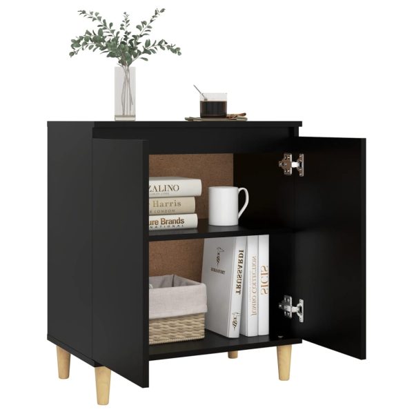 Credenza Con Gambe Legno Massello Nera 60x35x70 Cm Multistrato - Image 4