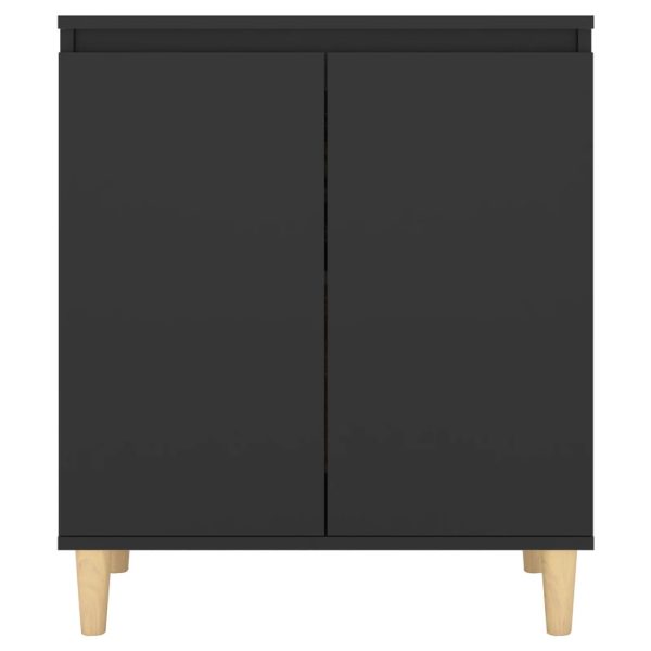 Credenza Con Gambe Legno Massello Nera 60x35x70 Cm Multistrato - Image 5