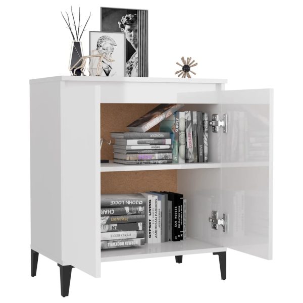 Credenza Bianco Lucido 60x35x70 Cm In Legno Multistrato - Image 3