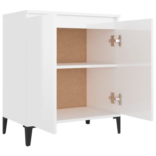 Credenza Bianco Lucido 60x35x70 Cm In Legno Multistrato - Image 4
