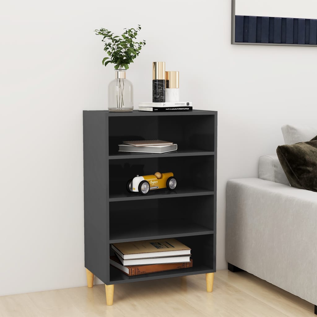 Credenza Grigio Lucido 57x35x90 Cm In Legno Multistrato