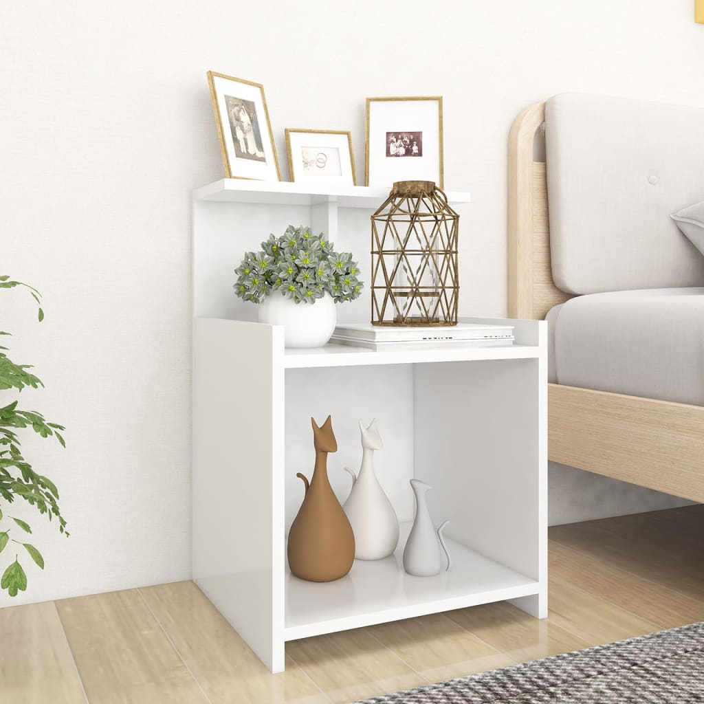 Comodini 2 Pz Bianchi 40x35x60 Cm In Legno Multistrato