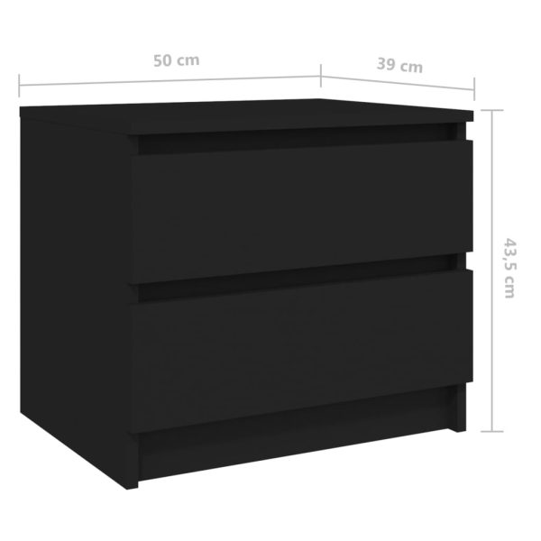 Comodino Nero 50x39x43,5 Cm In Legno Multistrato - Image 6
