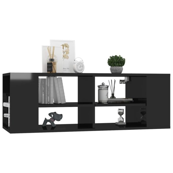 Mobile Tv Da Parete Nero Lucido 102x35x35 Cm Legno Multistrato - Image 3