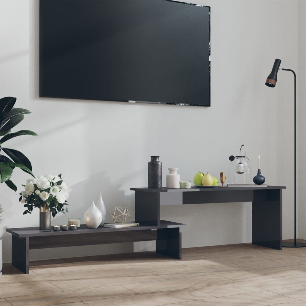 Mobile Porta Tv Grigio Lucido 180x30x43 Cm In Legno Multistrato