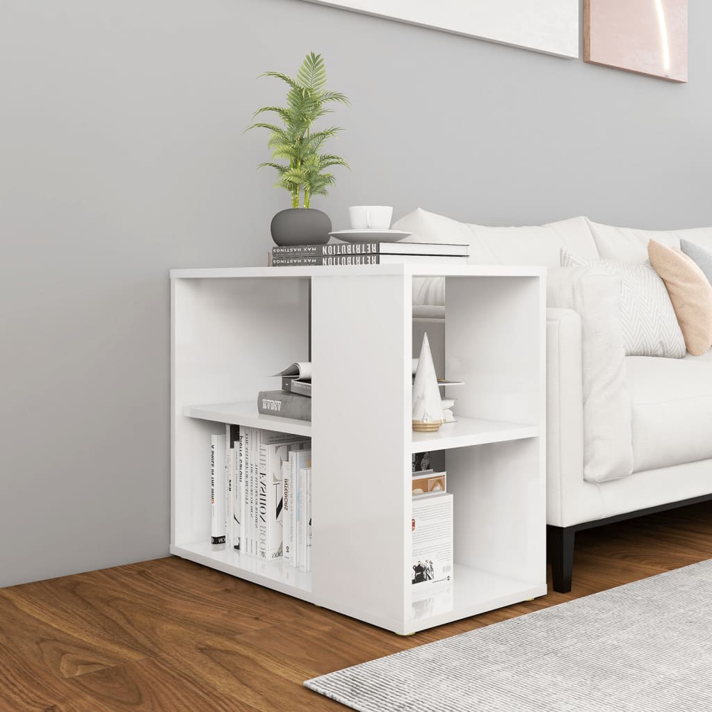 Credenza Bianco Lucido 60x30x50 Cm In Legno Multistrato