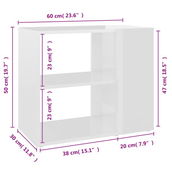 Credenza Bianco Lucido 60x30x50 Cm In Legno Multistrato - Image 6