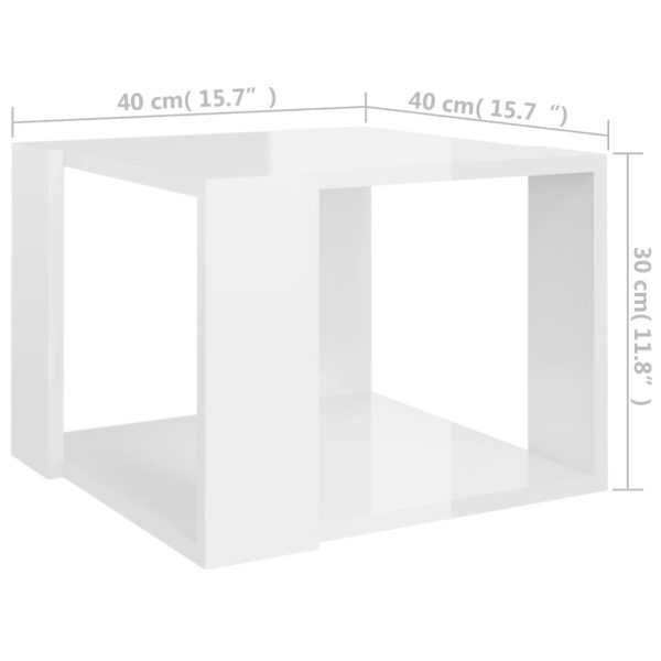 Tavolino Da Salotto Bianco Lucido 40x40x30 Cm Legno Multistrato - Image 5