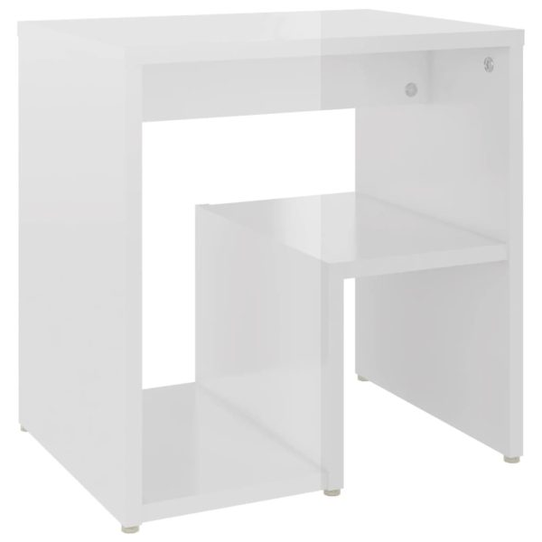 Comodini 2 Pz Bianco Lucido 40x30x40 Cm In Legno Multistrato - Image 3