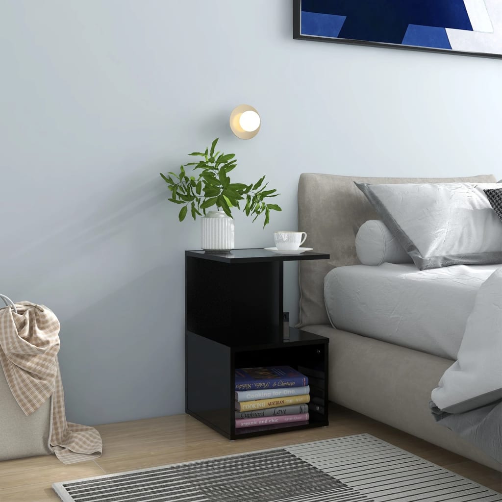 Comodini 2 Pz Neri 35x35x55 Cm In Legno Multistrato