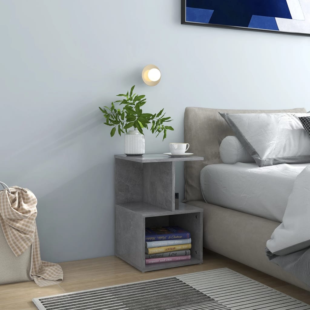 Comodini 2pz Grigio Cemento 35x35x55 Cm In Legno Multistrato