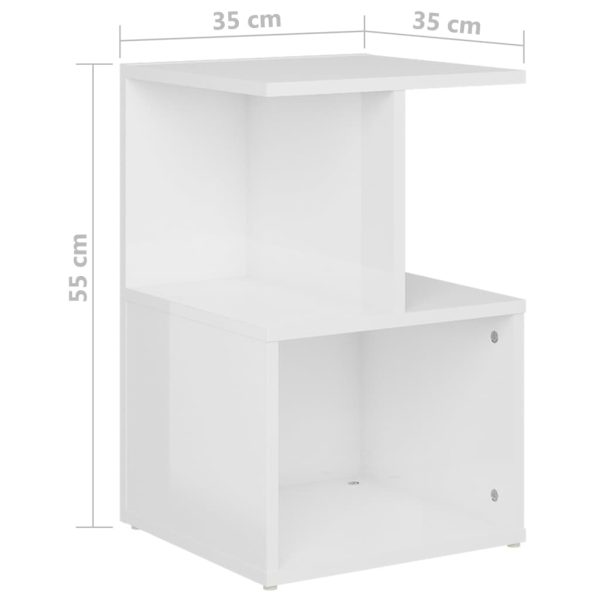 Comodino Bianco Lucido 35x35x55 Cm In Legno Multistrato - Image 6