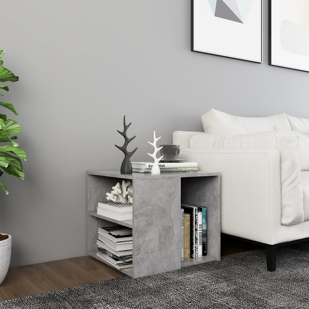 Tavolino Grigio Cemento 50x50x45 Cm In Legno Multistrato