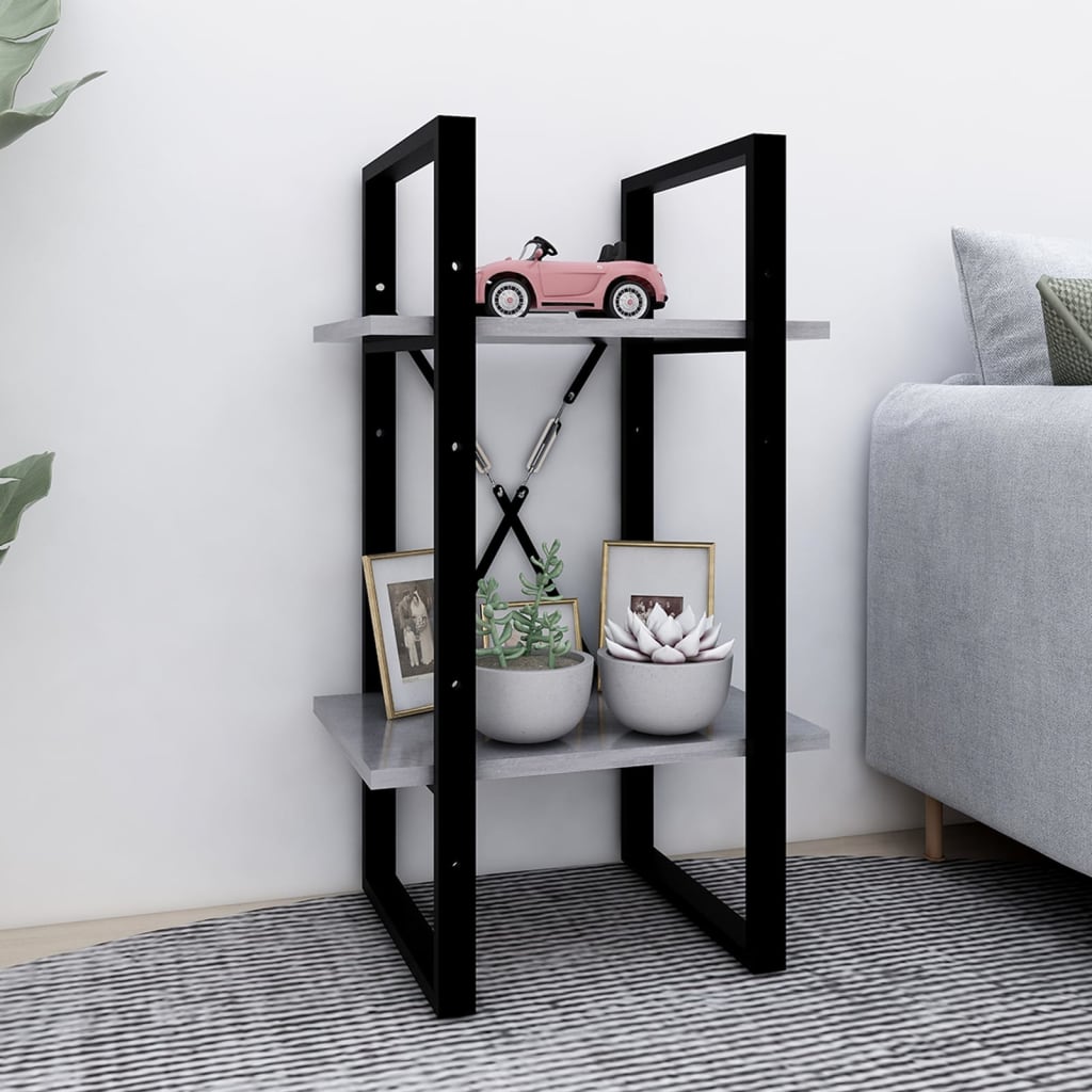 Libreria 2 Ripiani Grigio Cemento 40x30x70 Cm Legno Multistrato