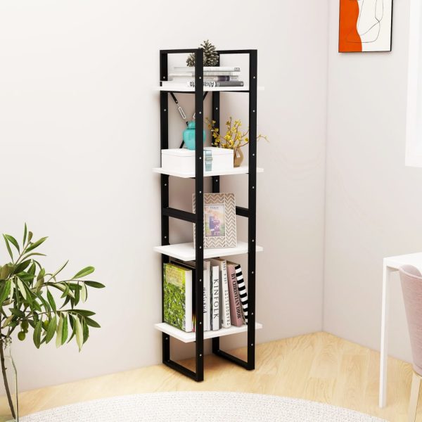 Libreria A 4 Ripiani Bianca 40x30x140 Cm In Massello Di Pino - Image 3