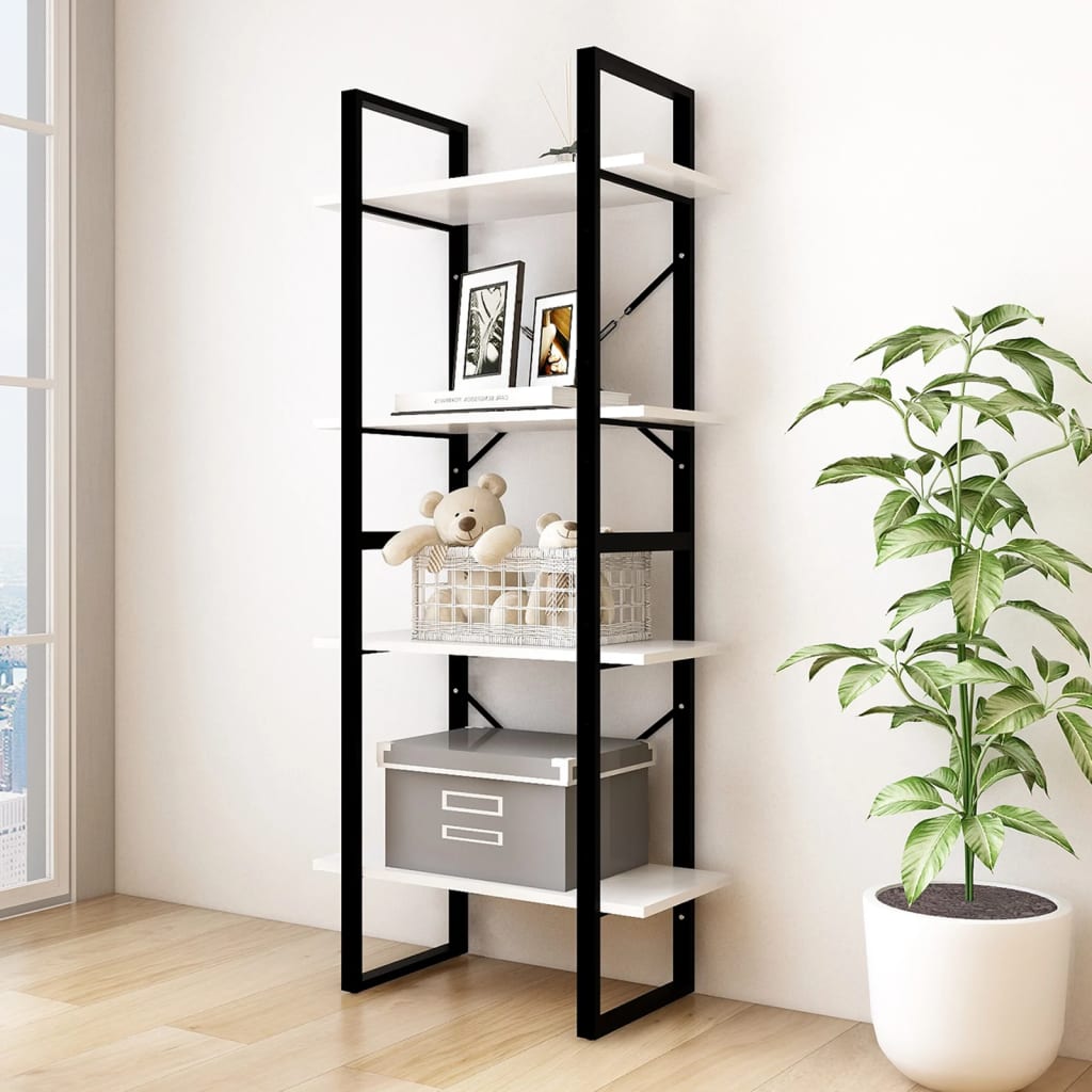 Libreria A 4 Ripiani Bianca 60x30x140 Cm In Massello Di Pino
