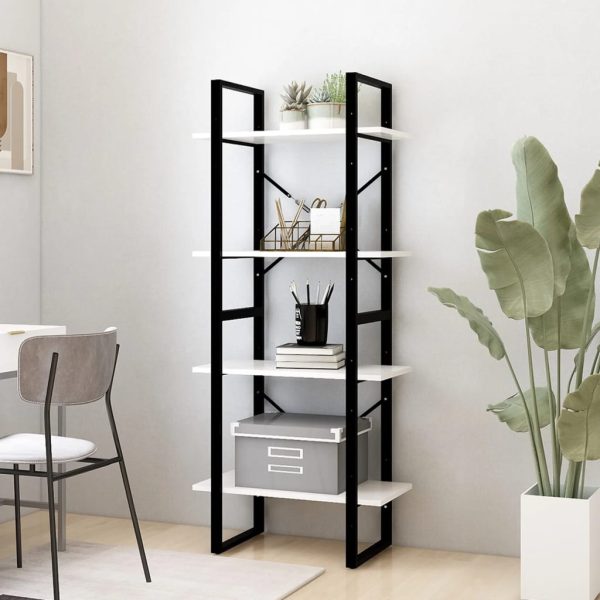 Libreria A 4 Ripiani Bianca 60x30x140 Cm In Massello Di Pino - Image 3