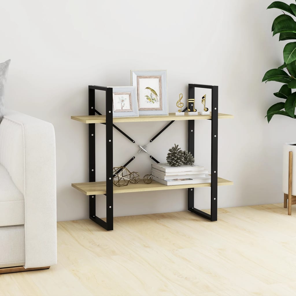 Libreria 2 Ripiani Rovere Sonoma 80x30x70 Cm Legno Multistrato