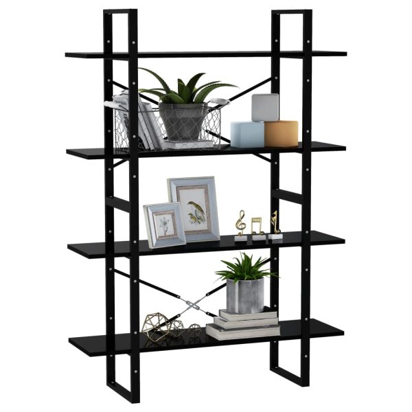 Libreria A 4 Ripiani Nera 100x30x140 Cm In Legno Multistrato - Image 4